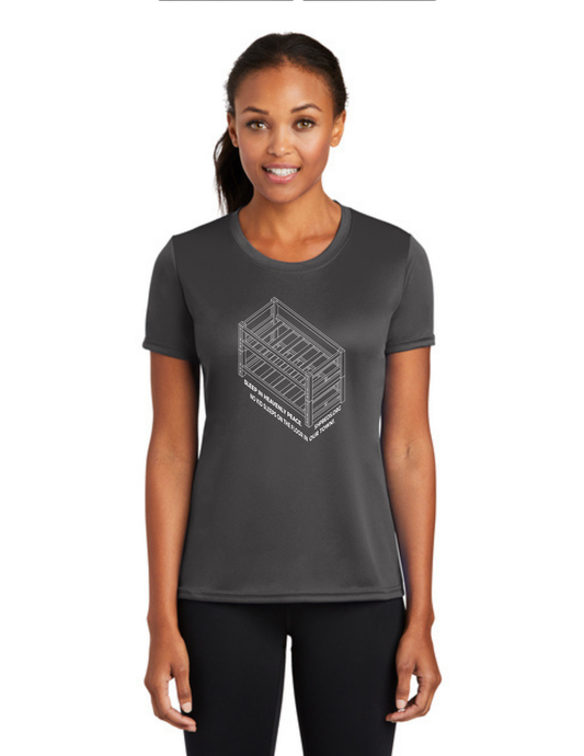 LEGACY - (WOMEN’S) Short Sleeve UV Performance Shirt (CHARCOAL) - "SHELDON" LOGO
