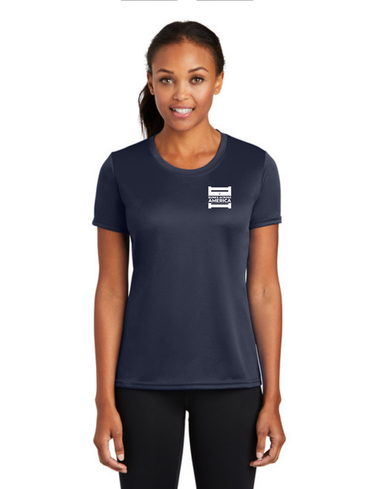 BAA 2025 - WOMEN'S Short Sleeve Performance Shirt - "Official BAA Logo" (DEEP NAVY)