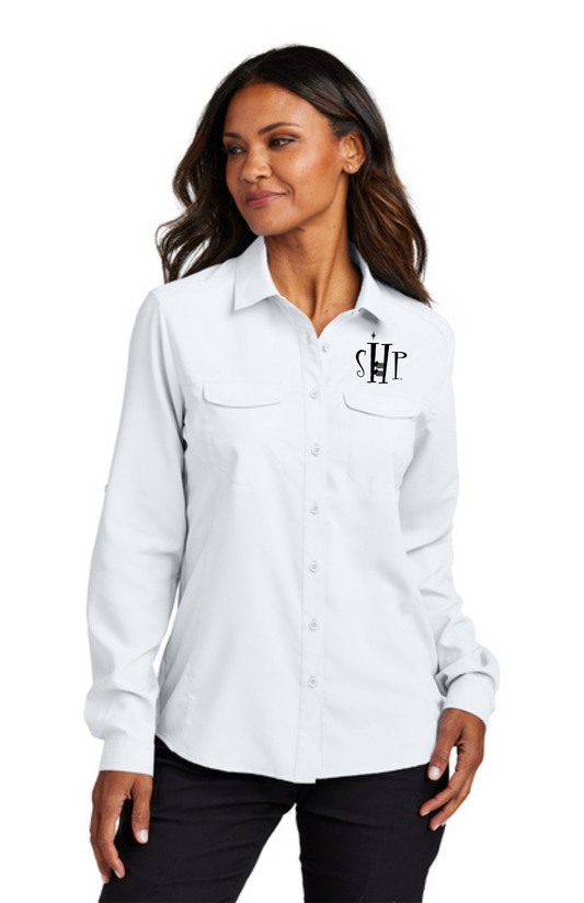 WOMEN'S UV Daybreak Long Sleeve w/ Embroidery (WHITE) - "SHP" LOGO