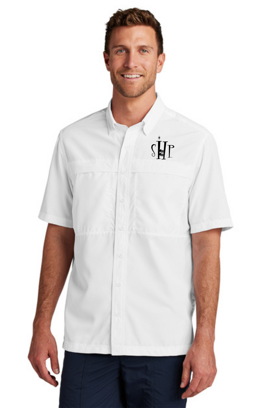 MEN'S UV Daybreak Shirt w/ Embroidery (WHITE) - "SHP" LOGO